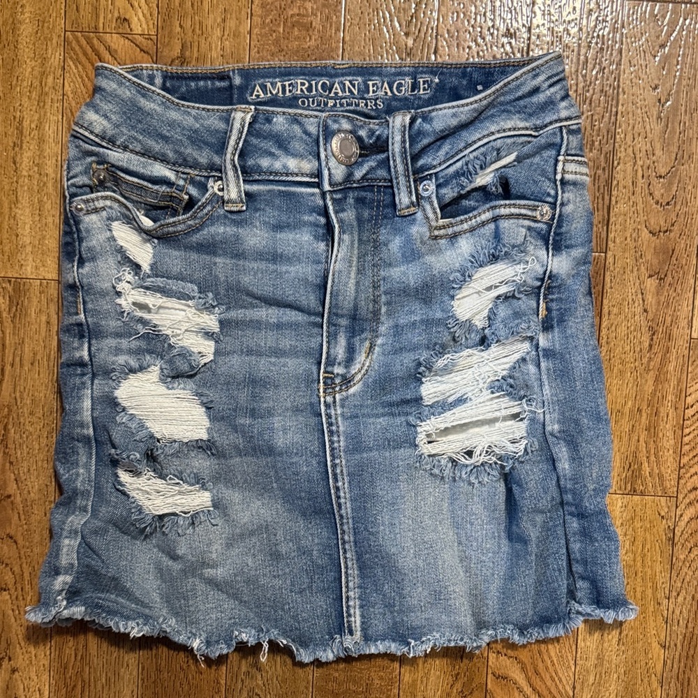 American Eagle Outfitters Distressed Denim Mini Skirt